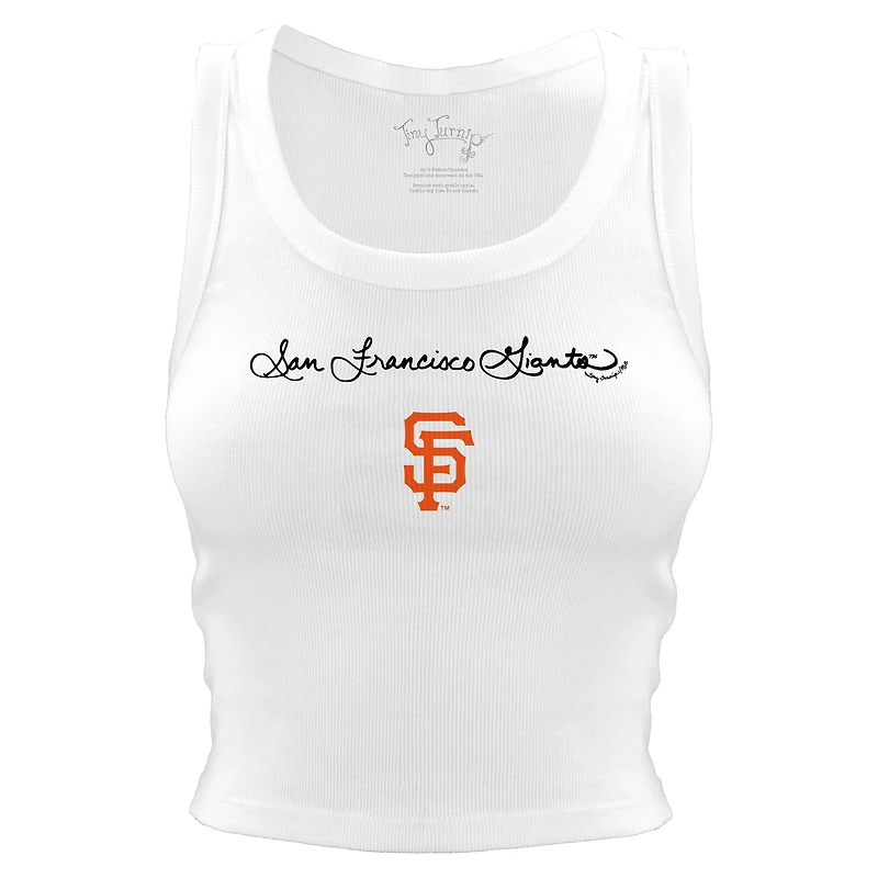 Women's Tiny Turnip White San Francisco Giants Script Logo Crop Tank Top