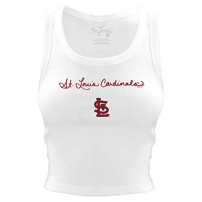Women's Tiny Turnip White St. Louis Cardinals Script Logo Crop Tank Top