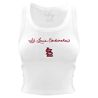 Women's Tiny Turnip White St. Louis Cardinals Script Logo Crop Tank Top