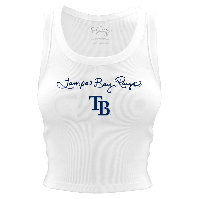Women's Tiny Turnip White Tampa Bay Rays Script Logo Crop Tank Top