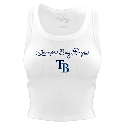 Women's Tiny Turnip White Tampa Bay Rays Script Logo Crop Tank Top