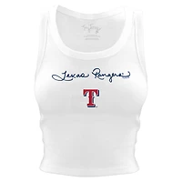 Women's Tiny Turnip White Texas Rangers Script Logo Crop Tank Top