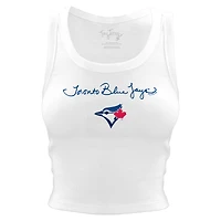 Women's Tiny Turnip White Toronto Blue Jays Script Logo Crop Tank Top