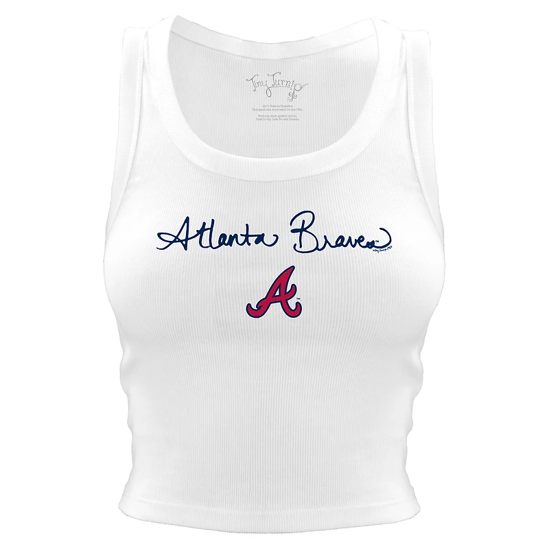 Women's Tiny Turnip White Atlanta Braves Script Logo Crop Tank Top
