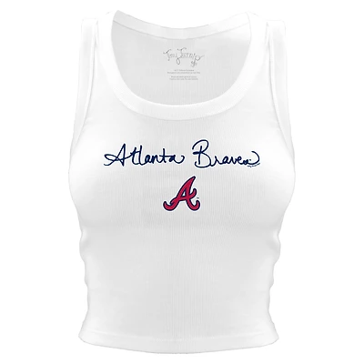 Women's Tiny Turnip White Atlanta Braves Script Logo Crop Tank Top