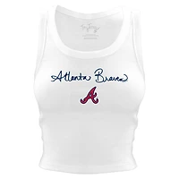 Women's Tiny Turnip White Atlanta Braves Script Logo Crop Tank Top