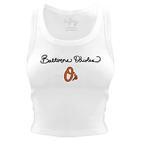 Women's Tiny Turnip White Baltimore Orioles Script Logo Crop Tank Top