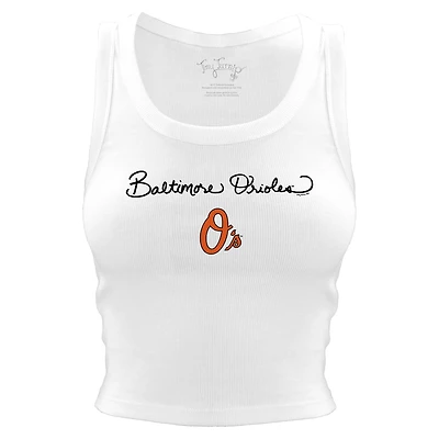 Women's Tiny Turnip White Baltimore Orioles Script Logo Crop Tank Top