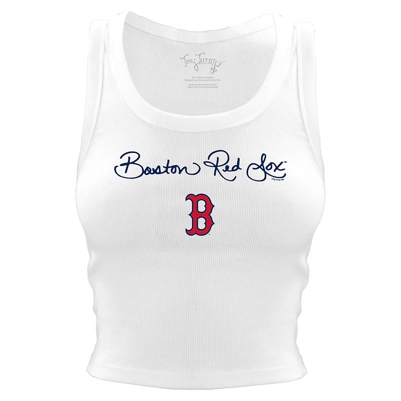 Women's Tiny Turnip White Boston Red Sox Script Logo Crop Tank Top