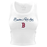 Women's Tiny Turnip White Boston Red Sox Script Logo Crop Tank Top