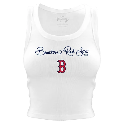 Women's Tiny Turnip White Boston Red Sox Script Logo Crop Tank Top