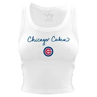 Women's Tiny Turnip White Chicago Cubs Script Logo Crop Tank Top