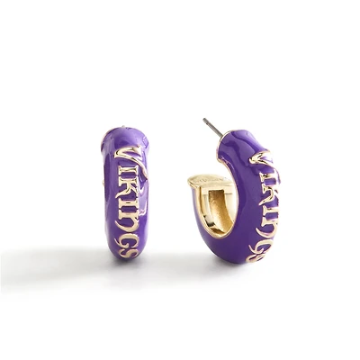 BaubleBar Minnesota Vikings Puffy Enamel Hoop Earrings