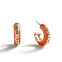 BaubleBar Chicago Bears Puffy Enamel Hoop Earrings
