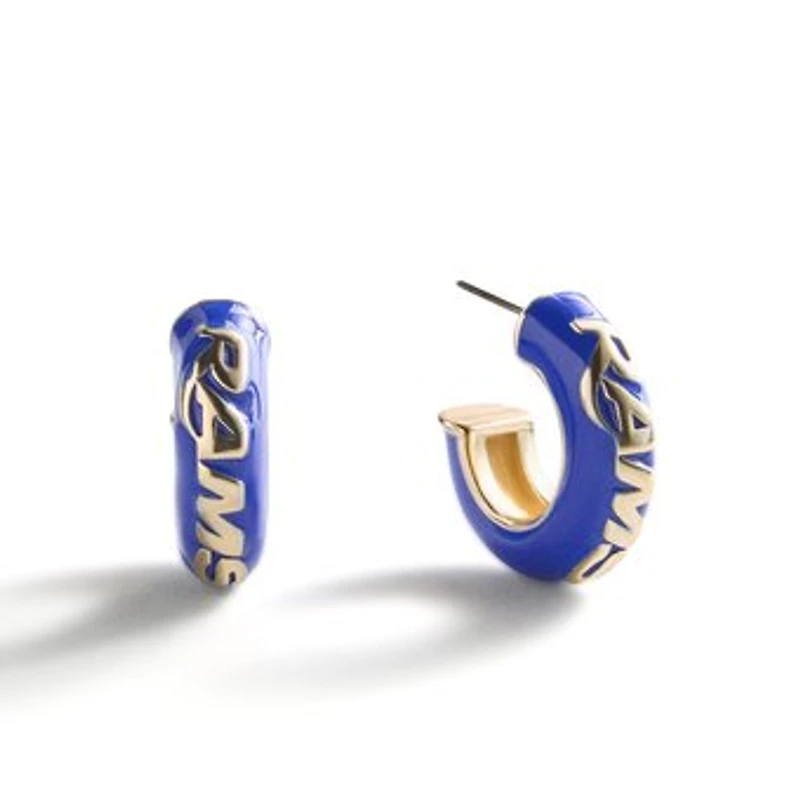 BaubleBar Los Angeles Rams Puffy Enamel Hoop Earrings