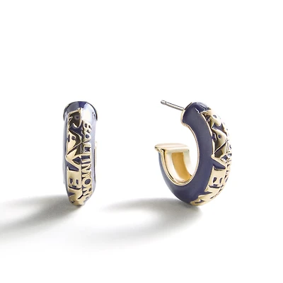 BaubleBar Baltimore Ravens Puffy Enamel Hoop Earrings