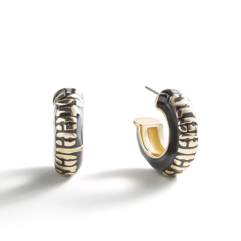 BaubleBar Pittsburgh Steelers Puffy Enamel Hoop Earrings