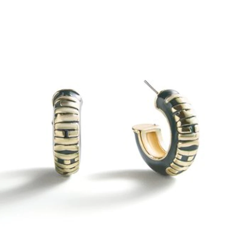 BaubleBar Green Bay Packers Puffy Enamel Hoop Earrings