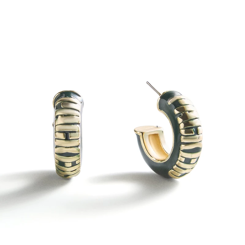 BaubleBar Green Bay Packers Puffy Enamel Hoop Earrings