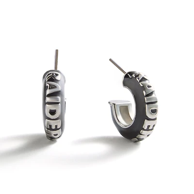 BaubleBar Las Vegas Raiders Puffy Enamel Hoop Earrings