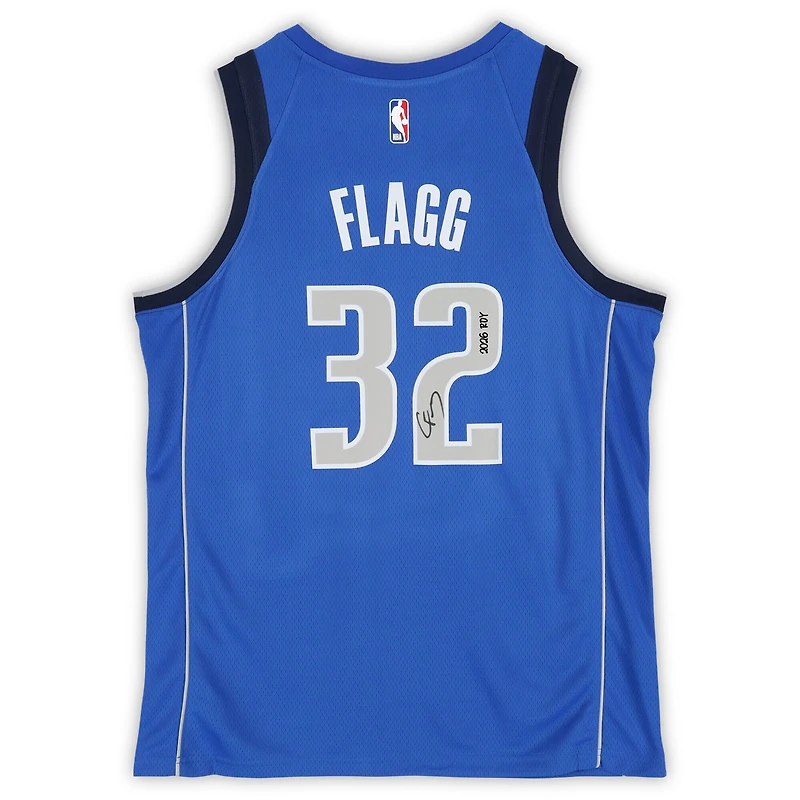 Cooper Flagg Dallas Mavericks Autographed Blue Nike Icon Swingman Jersey with "2026 ROY" Inscription
