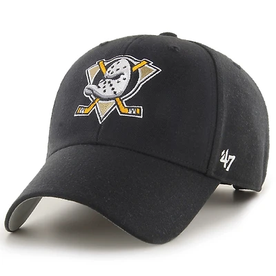 Men's '47  Black Anaheim Ducks Wordmark Back Strap MVP Adjustable Hat