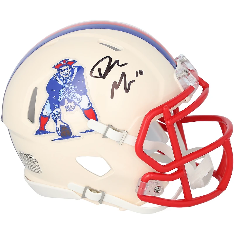 Drake Maye New England Patriots Autographed Riddell Retro Speed Mini Helmet