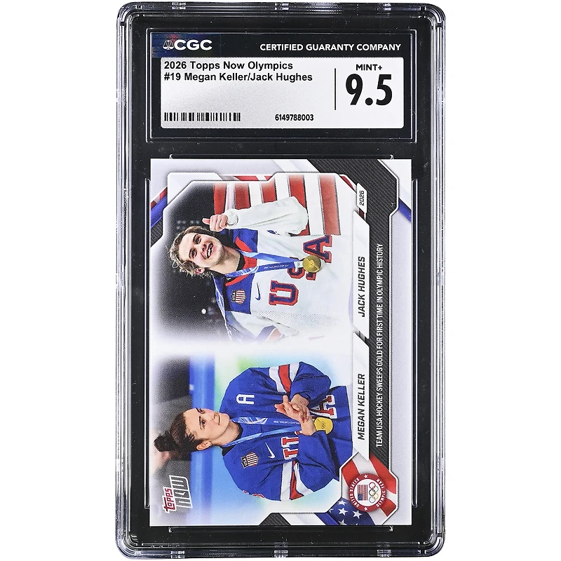 Megan Keller & Jack Hughes Team USA 2026 Topps Now Olympics Team USA Sweeps Gold For First Time in Olympic History #19 CGC Authenticated Card