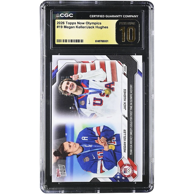 Megan Keller & Jack Hughes Team USA 2026 Topps Now Olympics Team USA Sweeps Gold For First Time in Olympic History #19 CGC Authenticated PRISTINE 10 Card