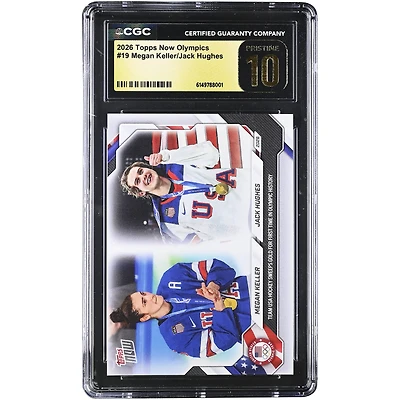 Megan Keller & Jack Hughes Team USA 2026 Topps Now Olympics Team USA Sweeps Gold For First Time in Olympic History #19 CGC Authenticated PRISTINE 10 Card