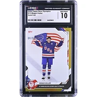 Megan Keller Team USA 2026 Topps Now Olympics OT Winner Delivers Olympic Gold to Team USA Gold Foil #15 #/50 CGC Authenticated 10 Card
