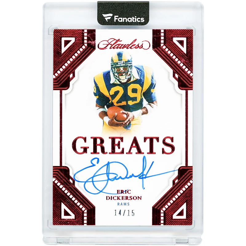 Eric Dickerson Los Angeles Rams Autographed 2023 Panini Flawless Ruby Greats #G-EDI #14/15 Card
