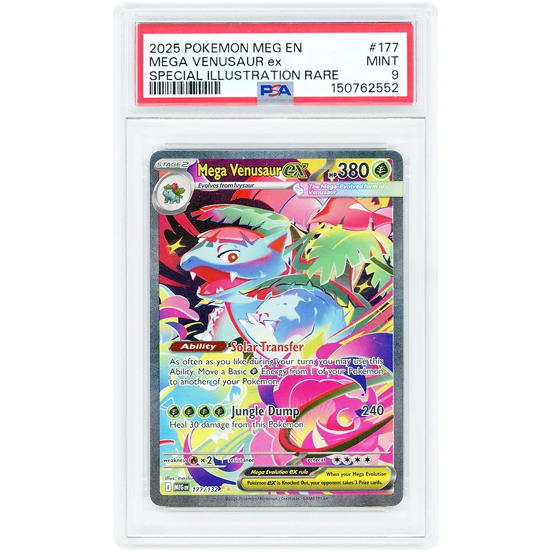 Mega Venusaur EX 2025 Pokemon Mega Evolution Special Illustration Rare #177 PSA Authenticated 9 Card