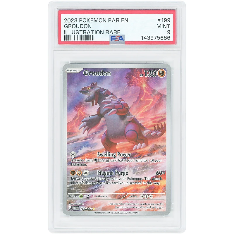 Groudon 2023 Pokemon Paradox Rift Illustration Rare #199 PSA Authenticated 9 Card