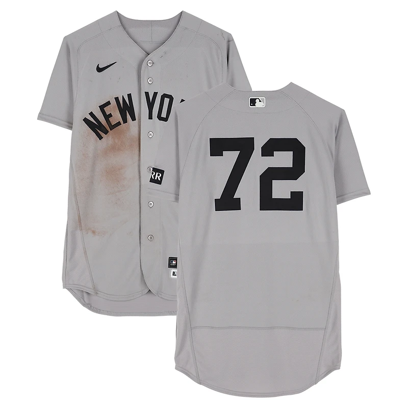 Jose Caballero New York Yankees Game-Used #72 Gray Jersey vs. San Francisco Giants on March 25, 2026