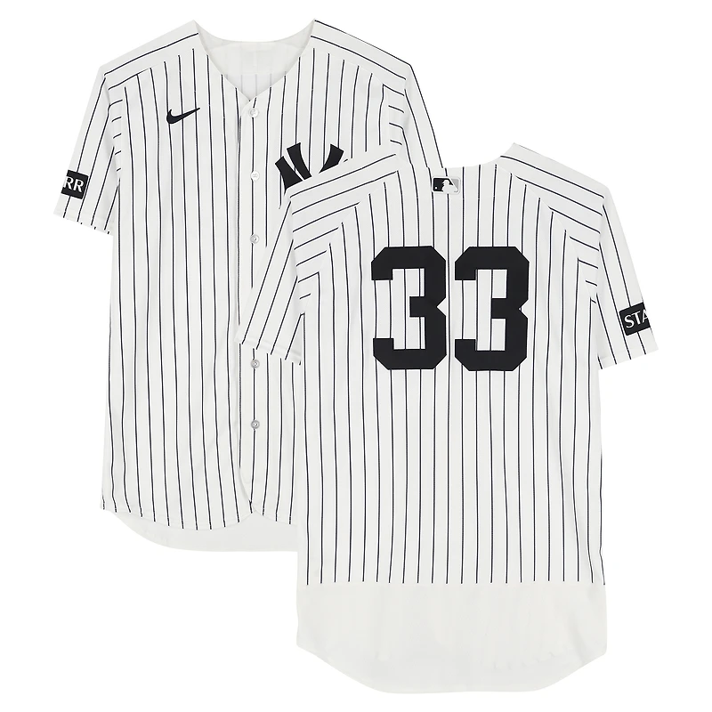 Ryan Yarbrough New York Yankees Game-Used #33 White Pinstripe Jersey vs. Miami Marlins on April 3, 2026