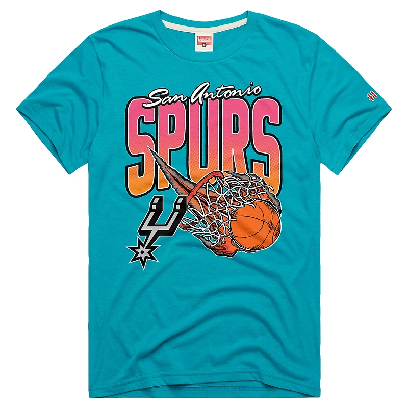 Unisex Homage Teal San Antonio Spurs On Fire Tri-Blend T-Shirt