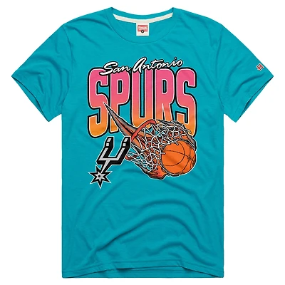 Unisex Homage Teal San Antonio Spurs On Fire Tri-Blend T-Shirt