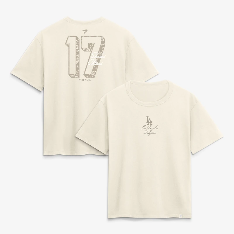 Women's Shohei Ohtani Cream Los Angeles Dodgers Name & Number T-Shirt