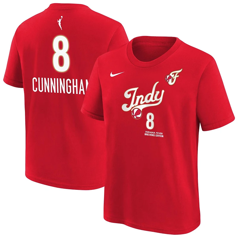Youth Nike Sophie Cunningham Red Indiana Fever Rebel Edition Name & Number T-Shirt