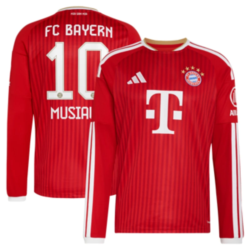 Men's adidas Jamal Musiala Red Bayern Munich 2026/27 Home Replica Long Sleeve Jersey