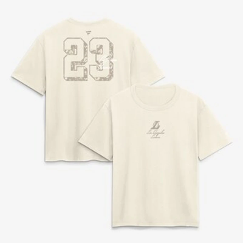 Women's LeBron James Cream Los Angeles Lakers Floral Name & Number T-Shirt