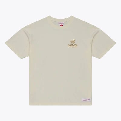 Men's Mitchell & Ness Cream New Orleans Saints Core Essentials Micro Logo T-Shirt