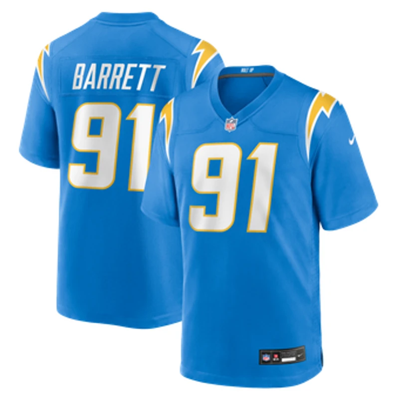 Men's Nike Nick Barrett Powder Blue Los Angeles Chargers Team Game Jersey