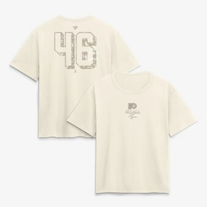 Women's Trevor Zegras Cream Philadelphia Flyers Fashion Name & Number T-Shirt