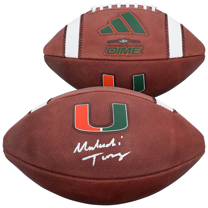 Malachi Toney Miami Hurricanes Autographed adidas Dime Game Football