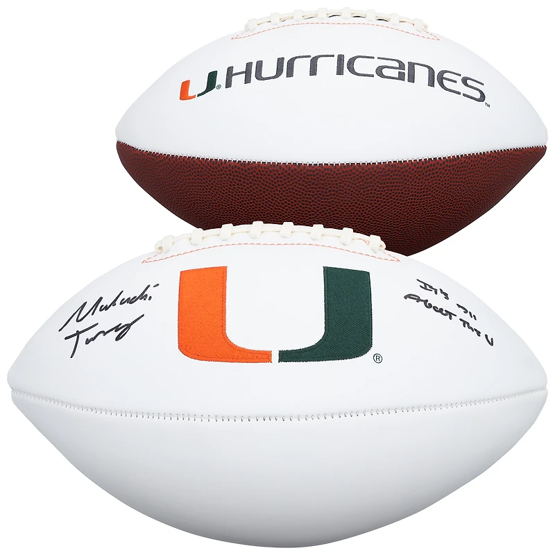 Malachi Toney Miami Hurricanes Autographed White Panel Football with "It's All About the U" Inscription