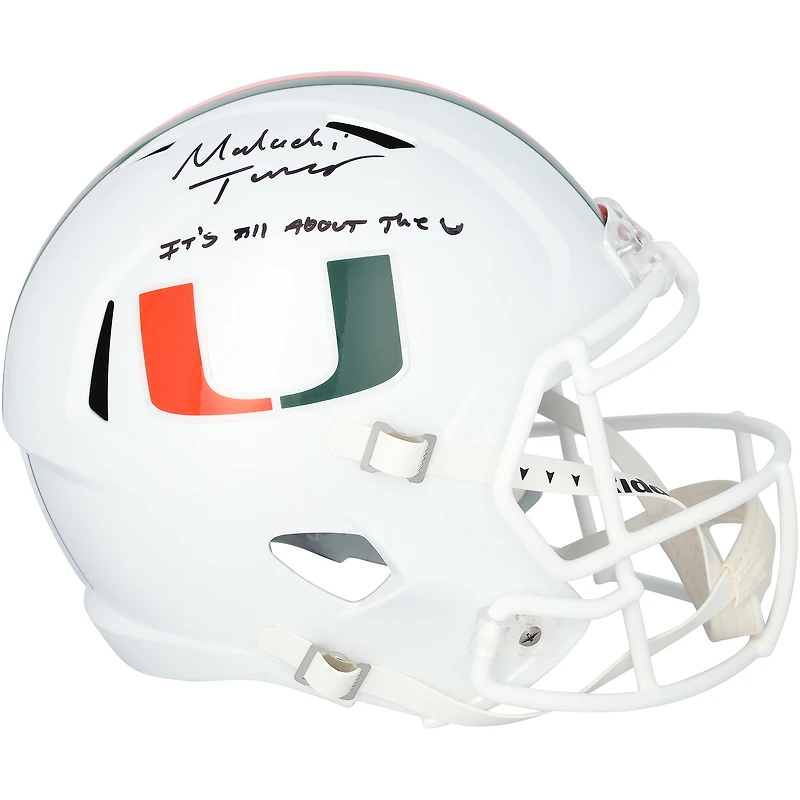 Malachi Toney Miami Hurricanes Autographed Riddell Speed Replica Helmet with "It's All About the U" Inscription