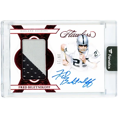 Fred Biletnikoff Oakland Raiders Autographed 2025 Panini Flawless Dual-Color Relic Ruby #PA-FBF #9/15 Card