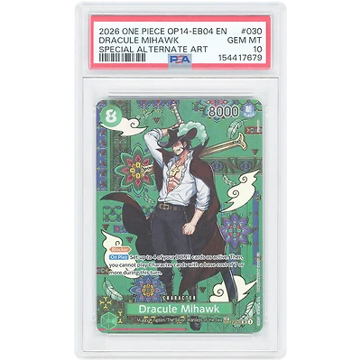 Dracule Mihawk 2026 One Piece The Azure Sea's Seven Special Alternate Art #030 PSA Authenticated 10 Card